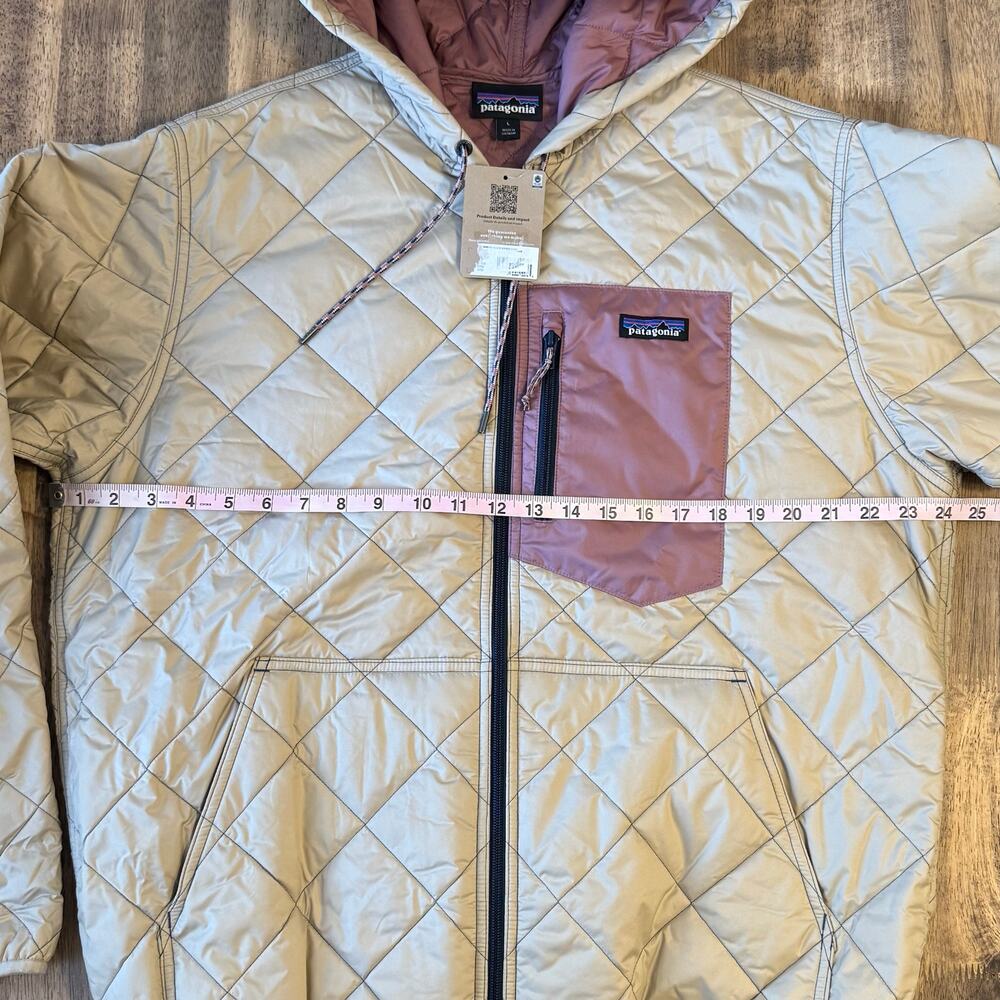 Patagonia Diamond Quilted Bomber Hoody Jacket Gorpcore Hike Khaki Men’s Large - Picture 5 of 9